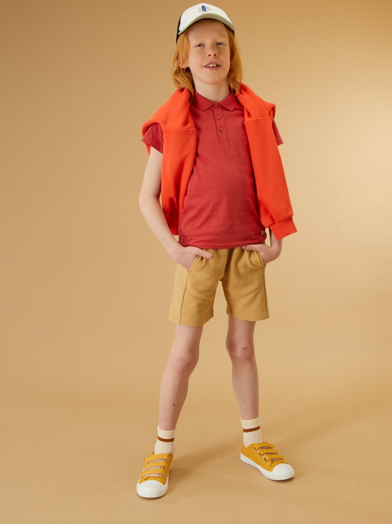 Polo de punto con relieve ROJO - Kiabi