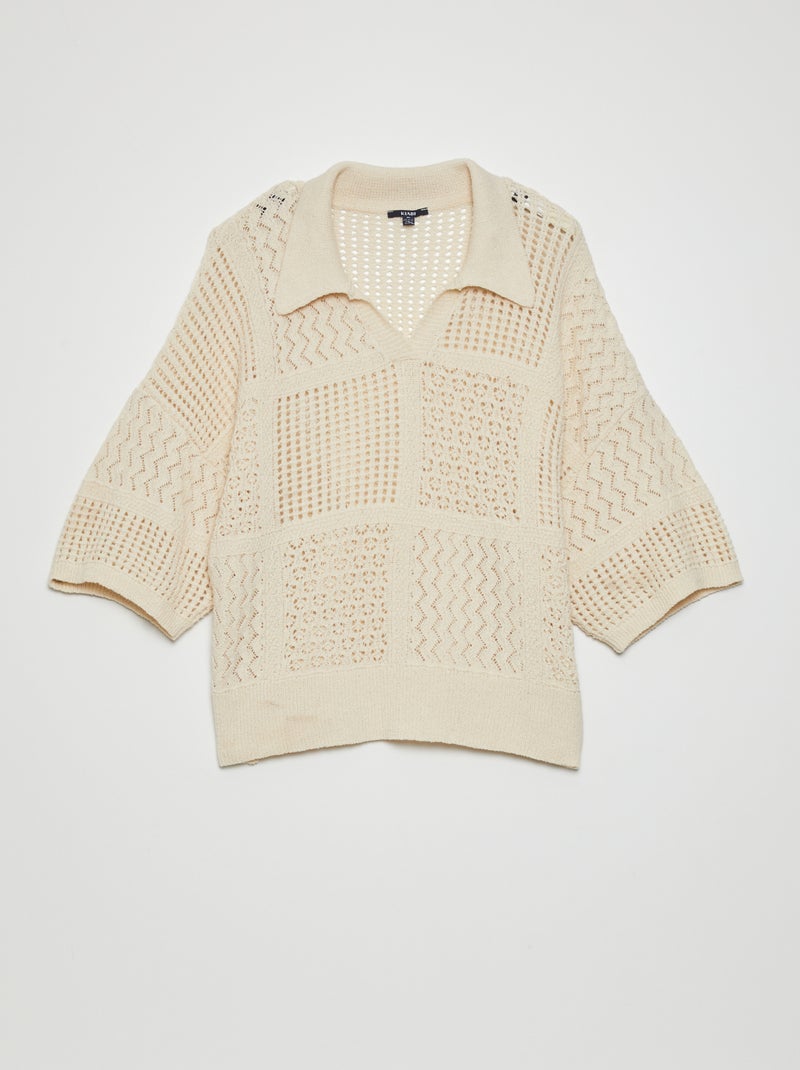 Polo de punto croché BEIGE - Kiabi