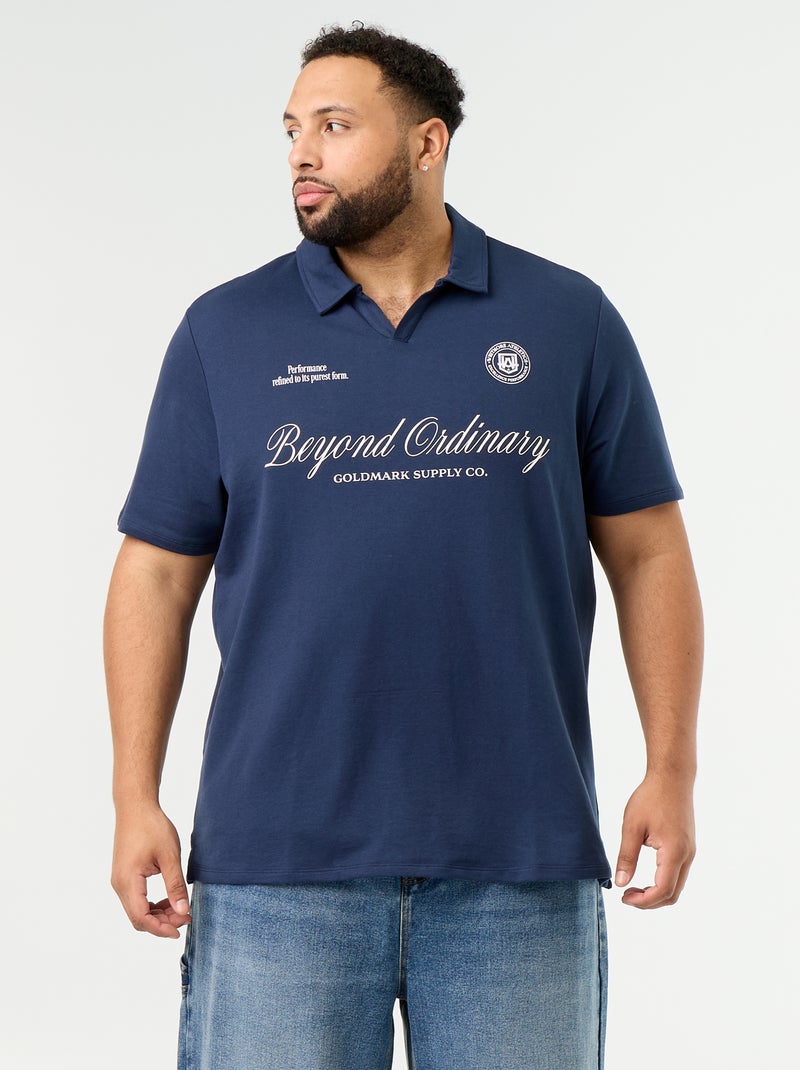 Polo de punto de jersey de manga corta Negro - Kiabi