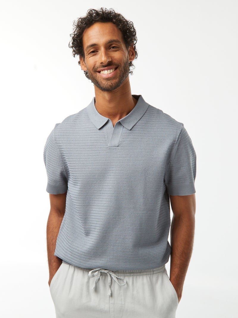 Polo de punto de manga corta Azul - Kiabi