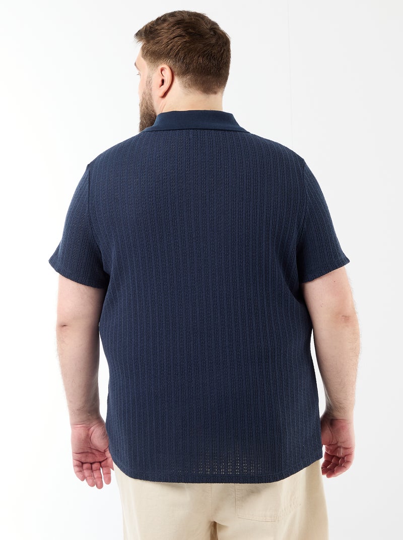 Polo de punto de manga corta Azul - Kiabi