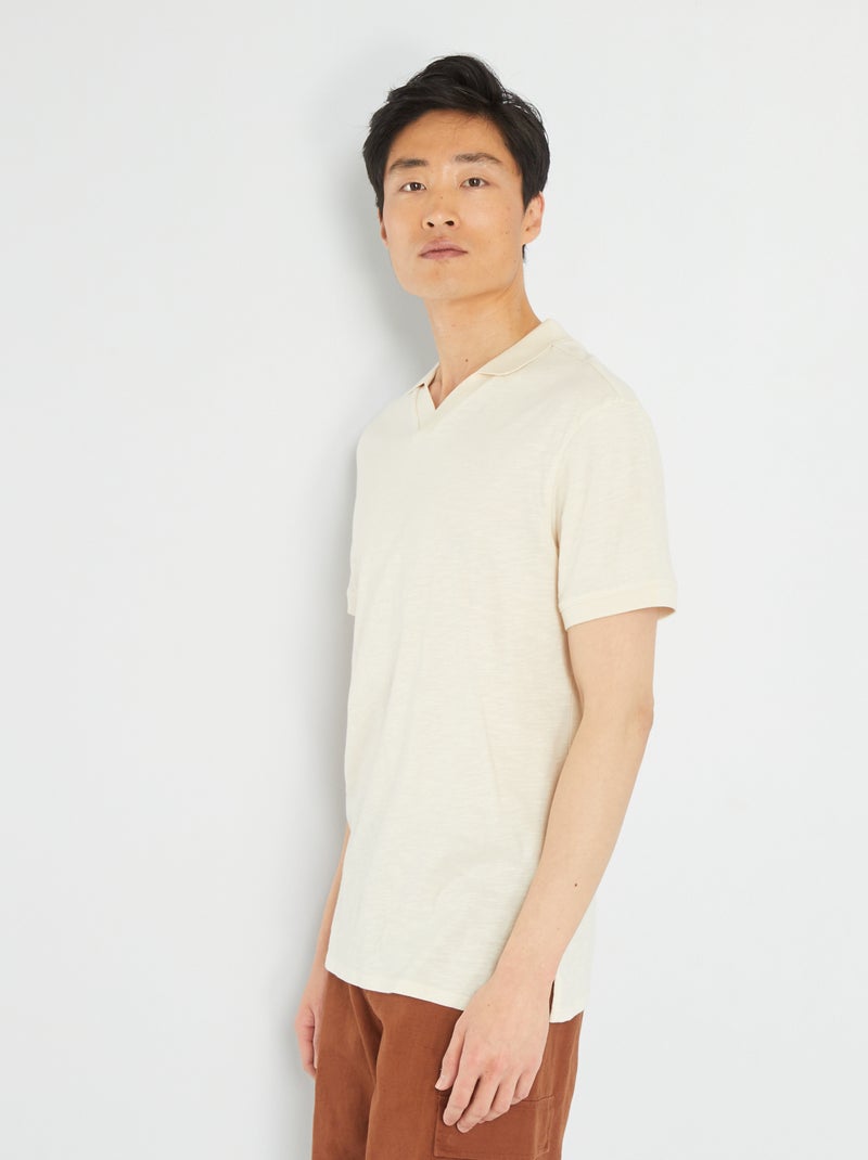 Polo de punto de manga corta BEIGE - Kiabi