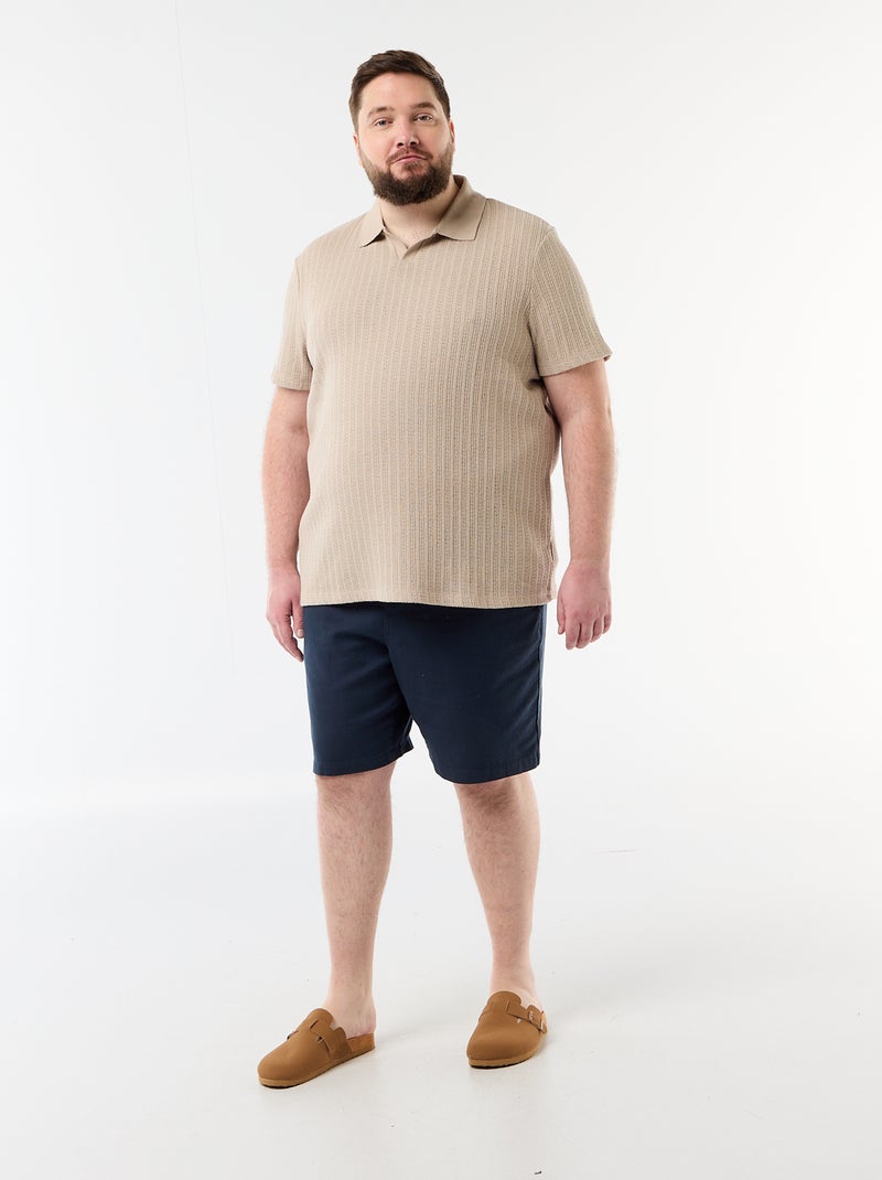 Polo de punto de manga corta Beige - Kiabi