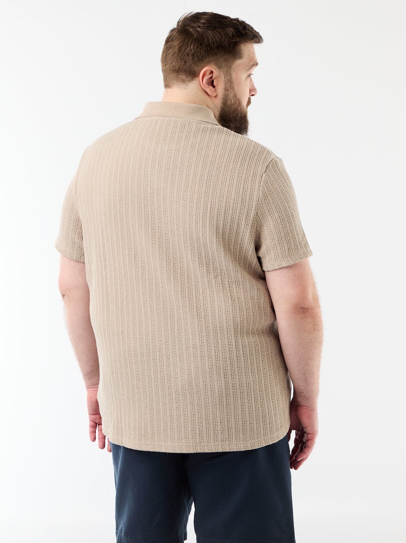 Polo de punto de manga corta Beige - Kiabi