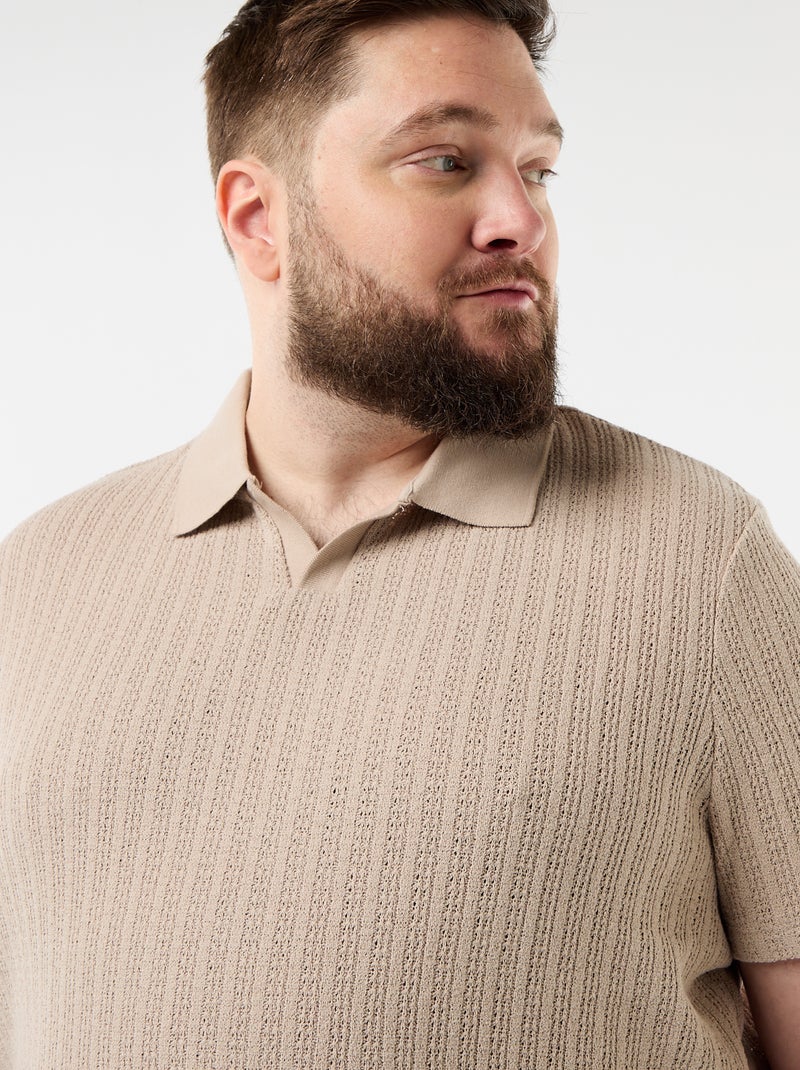 Polo de punto de manga corta Beige - Kiabi