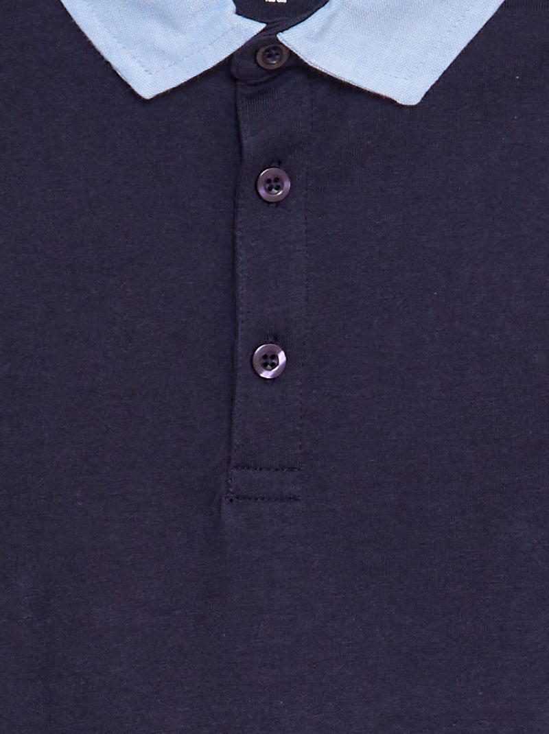 Polo de punto de manga corta efecto 2 en 1 AZUL - Kiabi