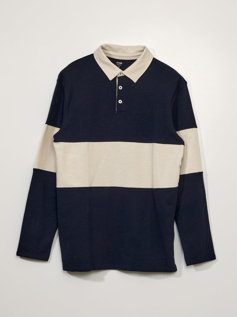 Polo de punto de manga larga +1,90 m AZUL - Kiabi