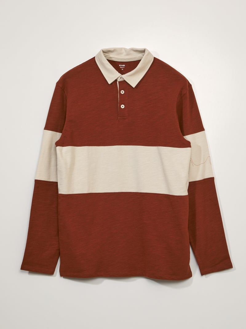 Polo de punto de manga larga +1,90 m MARRON - Kiabi