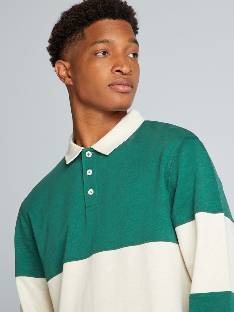 Polo de punto de manga larga +1,90 m Verde - Kiabi