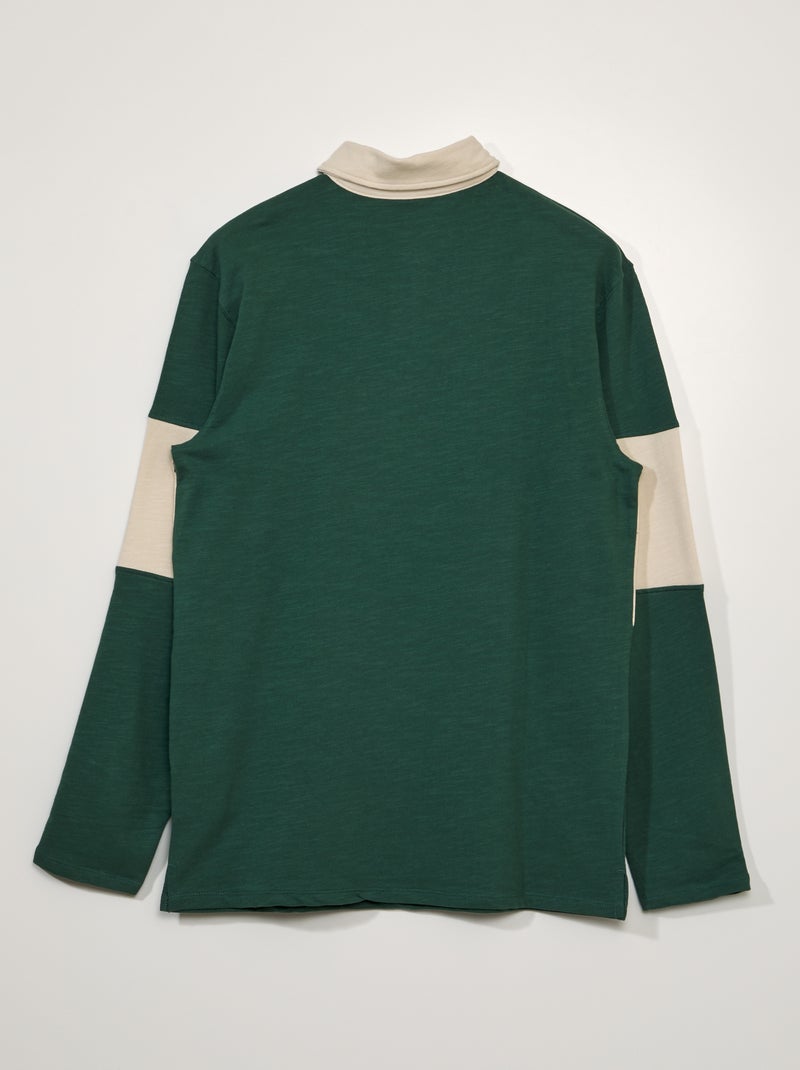 Polo de punto de manga larga +1,90 m Verde - Kiabi