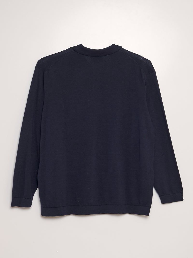 Polo de punto de manga larga AZUL - Kiabi