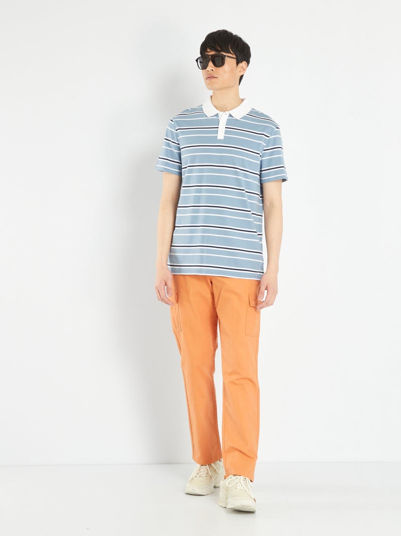 Polo de punto de piqué azul denim - Kiabi