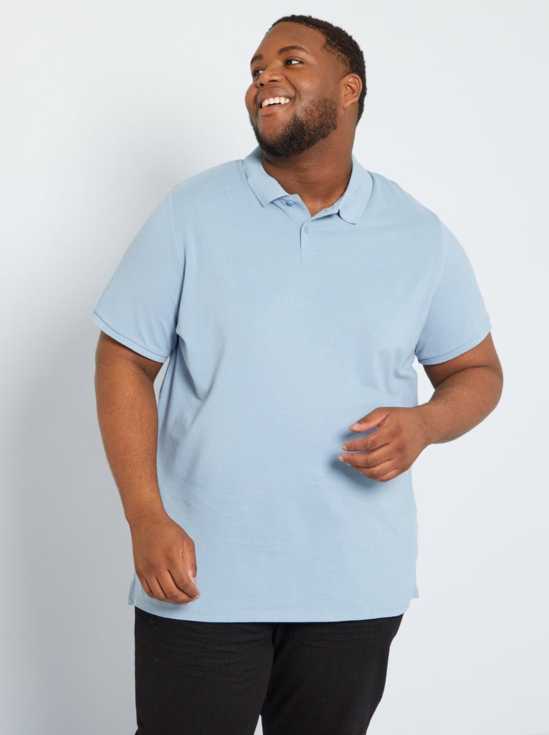 Polo de punto de piqué azul denim - Kiabi