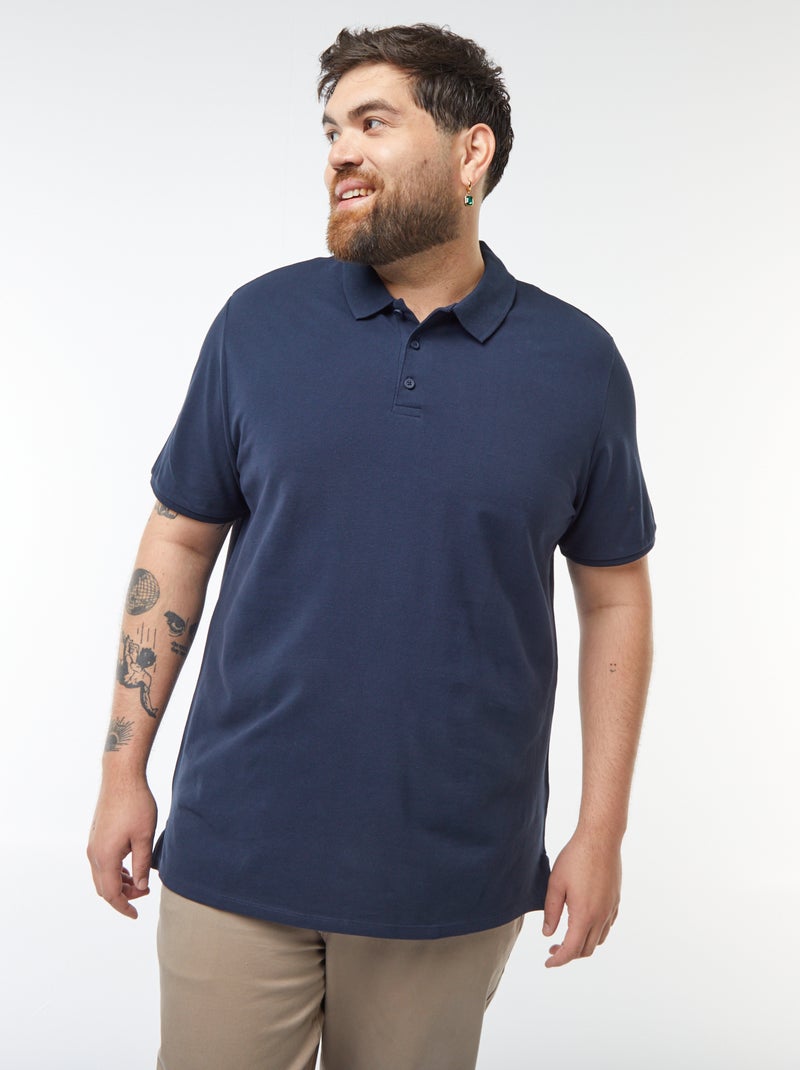 Polo de punto de piqué azul - Kiabi
