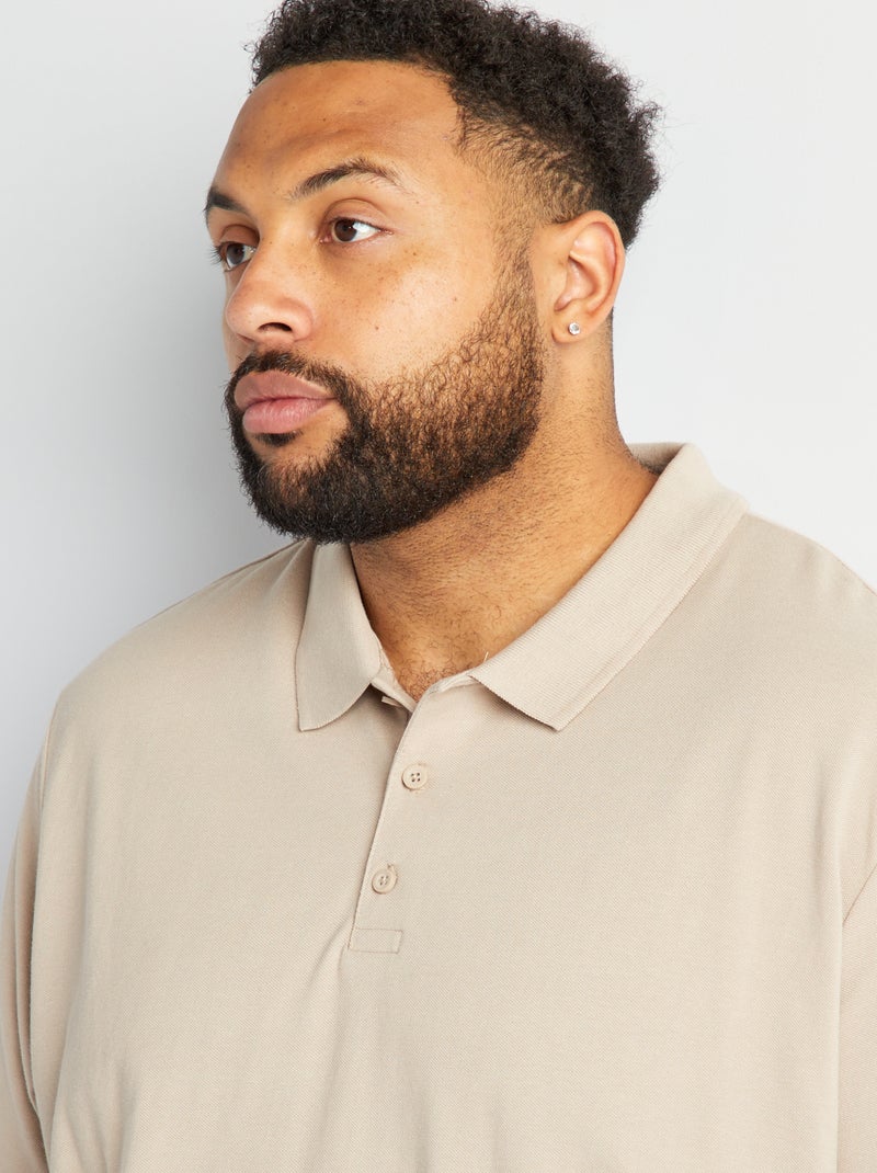 Polo de punto de piqué beige - Kiabi