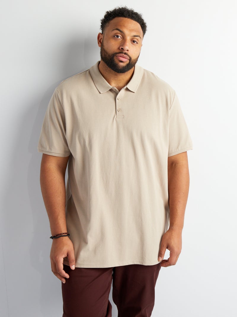 Polo de punto de piqué beige - Kiabi