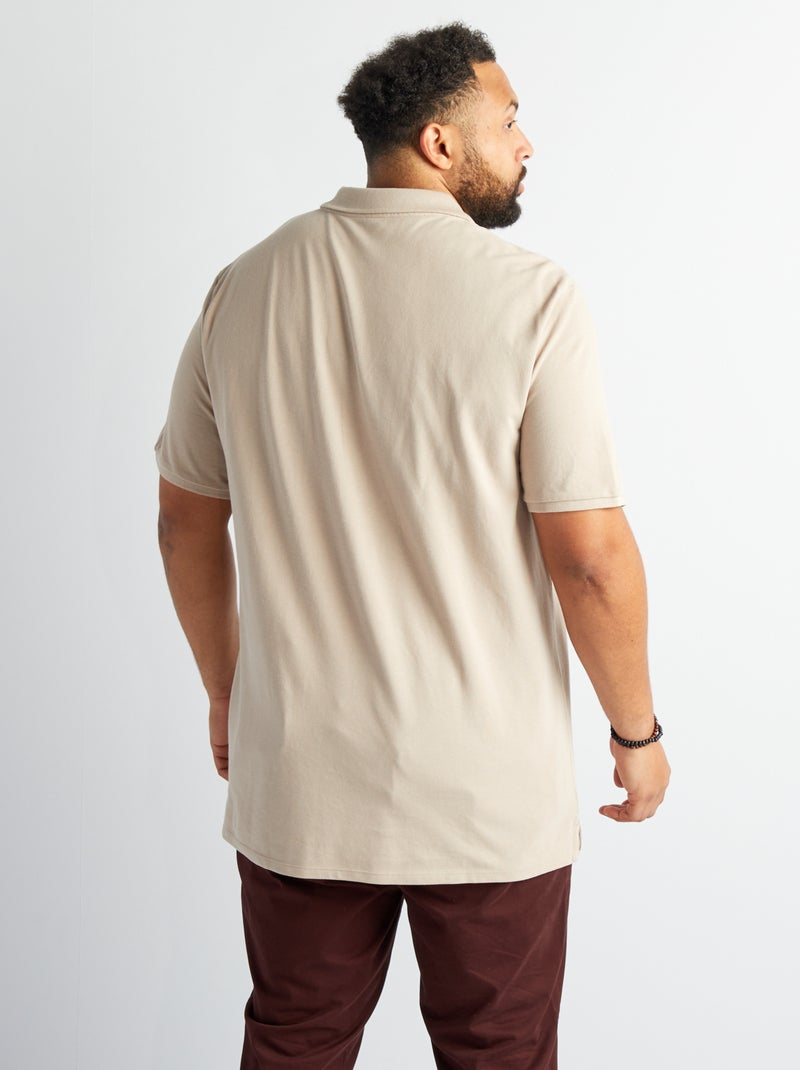 Polo de punto de piqué beige - Kiabi