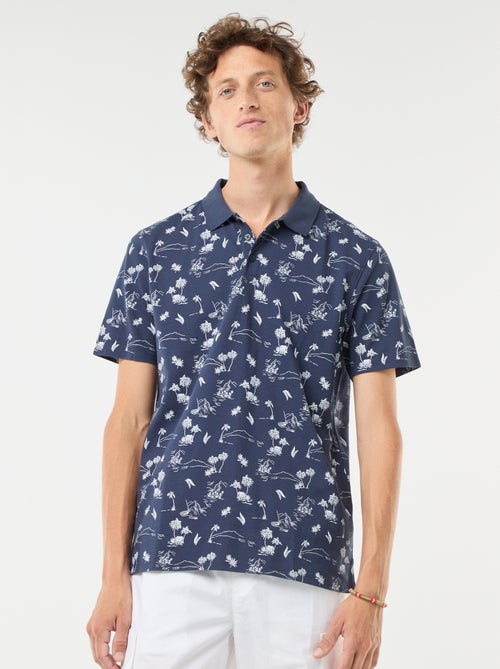 Polo de punto de piqué con motivo all over - Kiabi