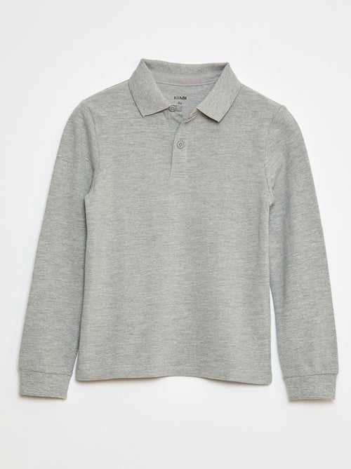 Polo de punto de piqué de manga larga - Kiabi