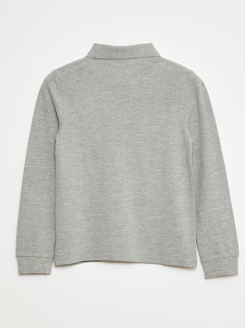 Polo de punto de piqué de manga larga - Kiabi
