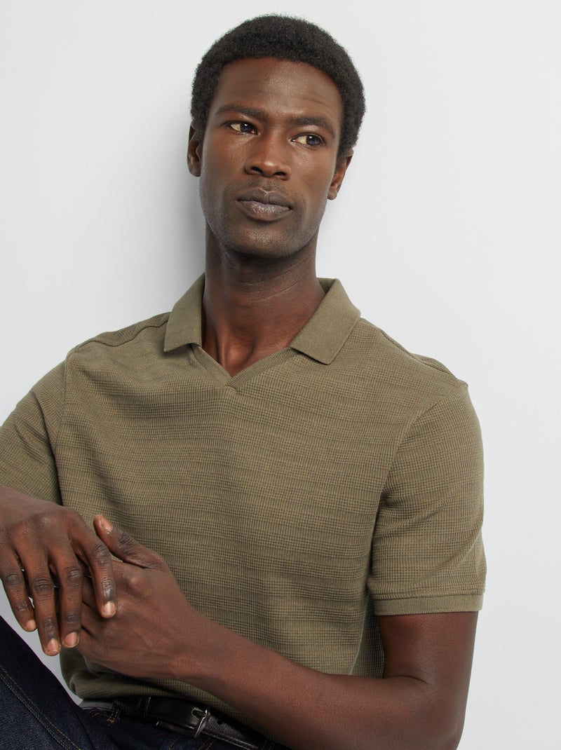 Polo de punto de piqué KAKI - Kiabi
