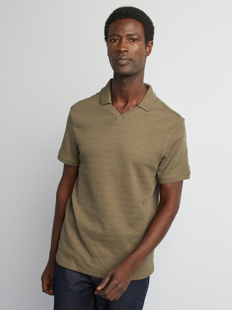 Polo de punto de piqué KAKI - Kiabi