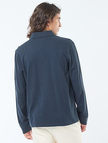 Polo de punto de piqué liso de manga larga