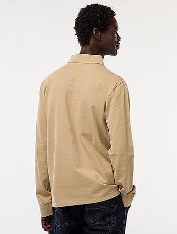 Polo de punto de piqué liso de manga larga