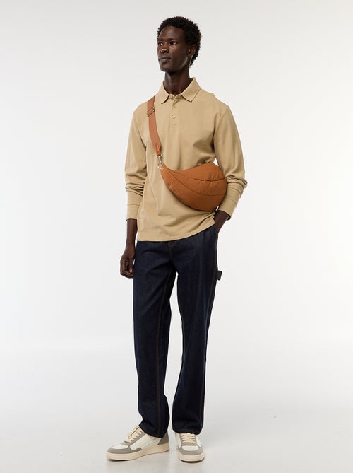 Polo de punto de piqué liso de manga larga - Kiabi