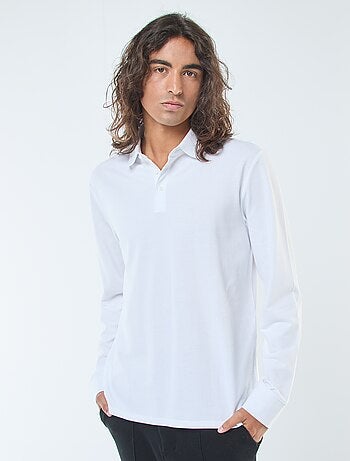 Polo de punto de piqué liso de manga larga