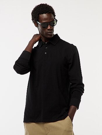 Polo de punto de piqué liso de manga larga
