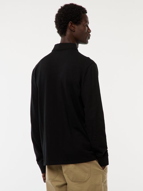 Polo de punto de piqué liso de manga larga - Kiabi