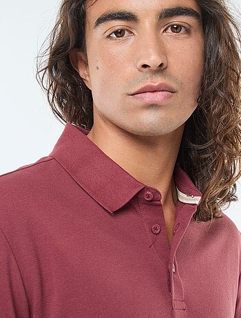 Polo de punto de piqué liso de manga larga