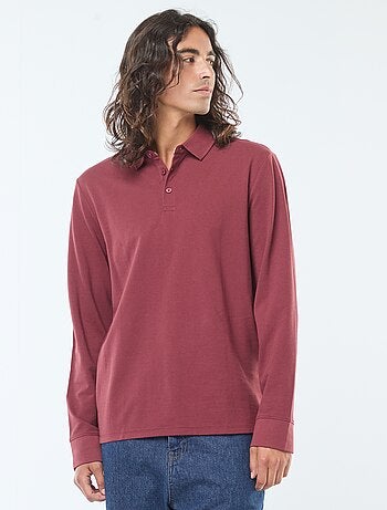 Polo de punto de piqué liso de manga larga