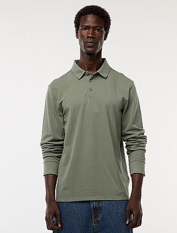 Polo de punto de piqué liso de manga larga