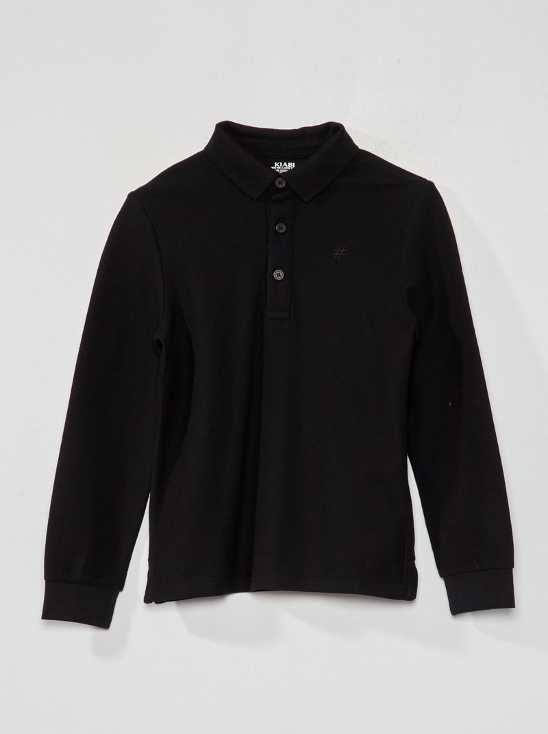 Polo de punto de piqué Negro - Kiabi