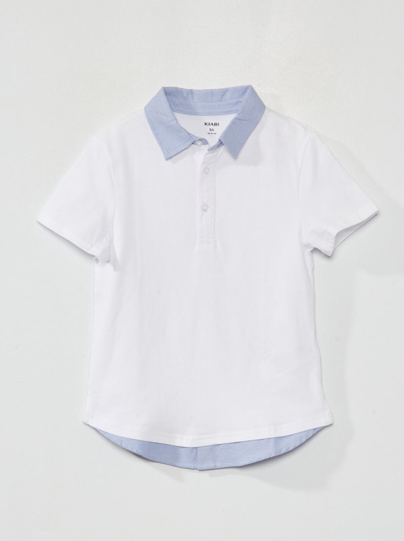 Polo de punto efecto 2 en 1 Blanco - Kiabi