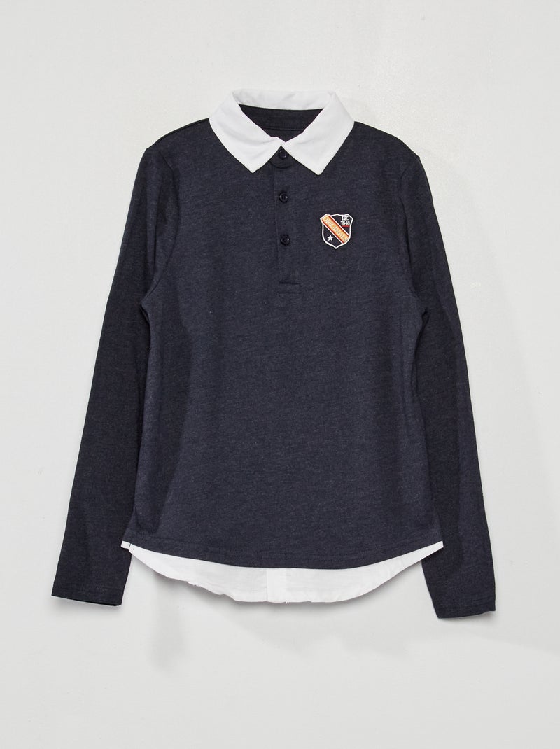 Polo de punto efecto 2 en 1 GRIS - Kiabi