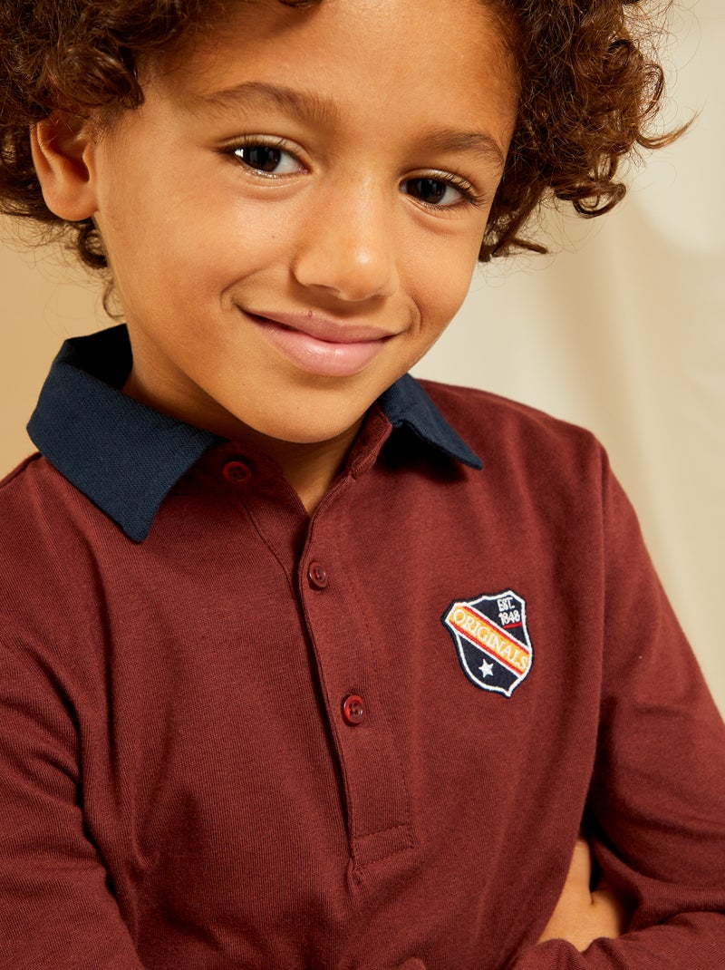 Polo de punto efecto 2 en 1 MARRON - Kiabi