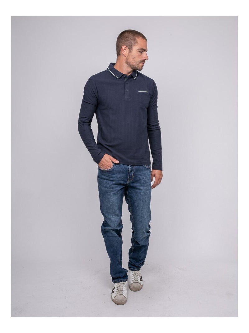 Polo de punto espiga PASTITCH Azul marino - Kiabi
