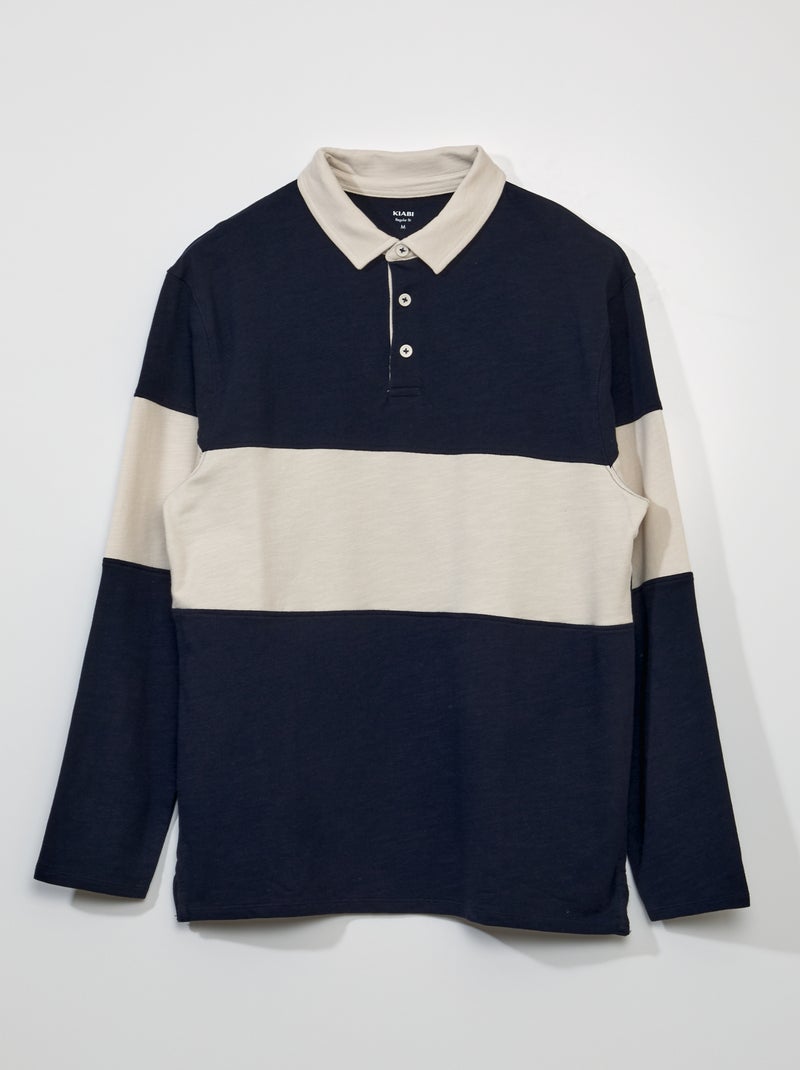 Polo de punto estilo rugby Azul - Kiabi