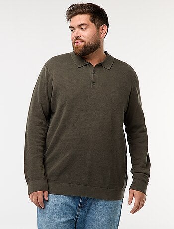 Polo de punto fantasía de manga larga