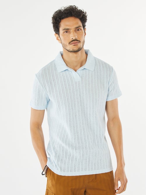 Polo de punto gofrado de manga corta - Kiabi