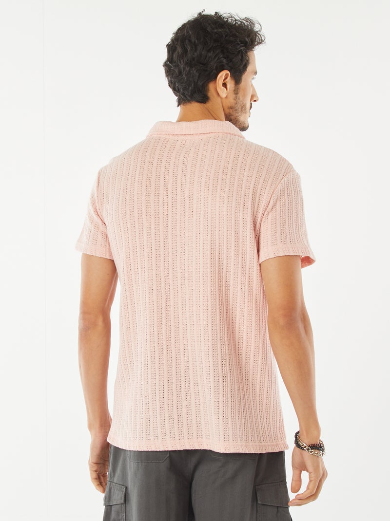 Polo de punto gofrado de manga corta ROSA - Kiabi