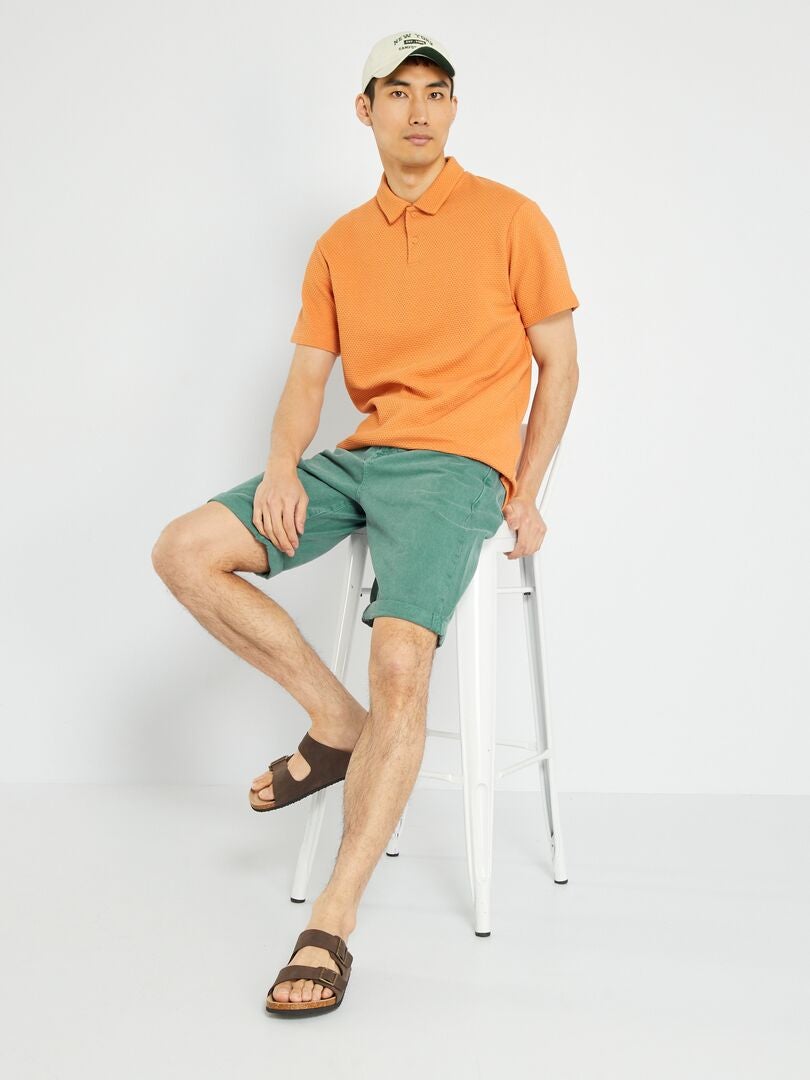 Polo de punto gofrado naranja óxido - Kiabi