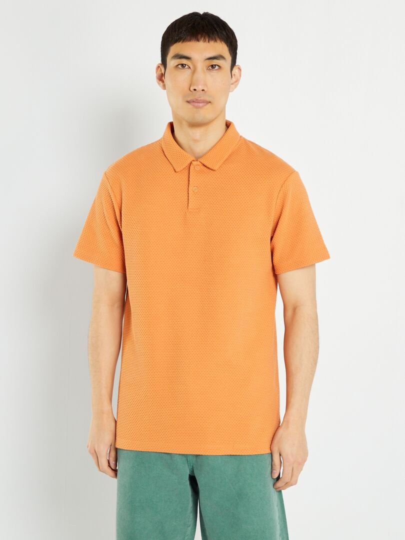Polo de punto gofrado naranja óxido - Kiabi