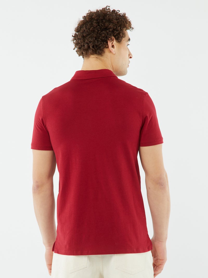 Polo de punto liso con manga corta ROJO - Kiabi