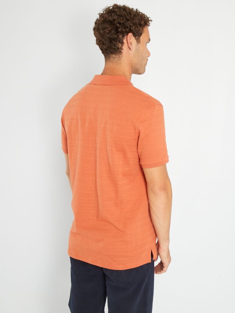 Polo de punto liso con relieve NARANJA - Kiabi