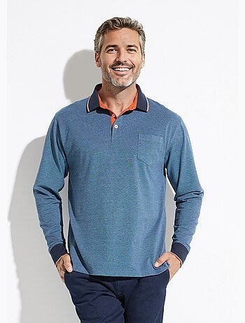 Polo de punto piqué de algodón de manga larga - Afibel