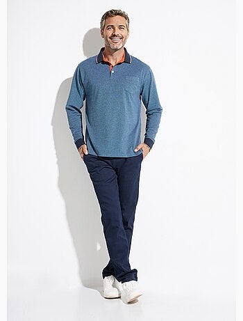 Polo de punto piqué de algodón de manga larga - Afibel